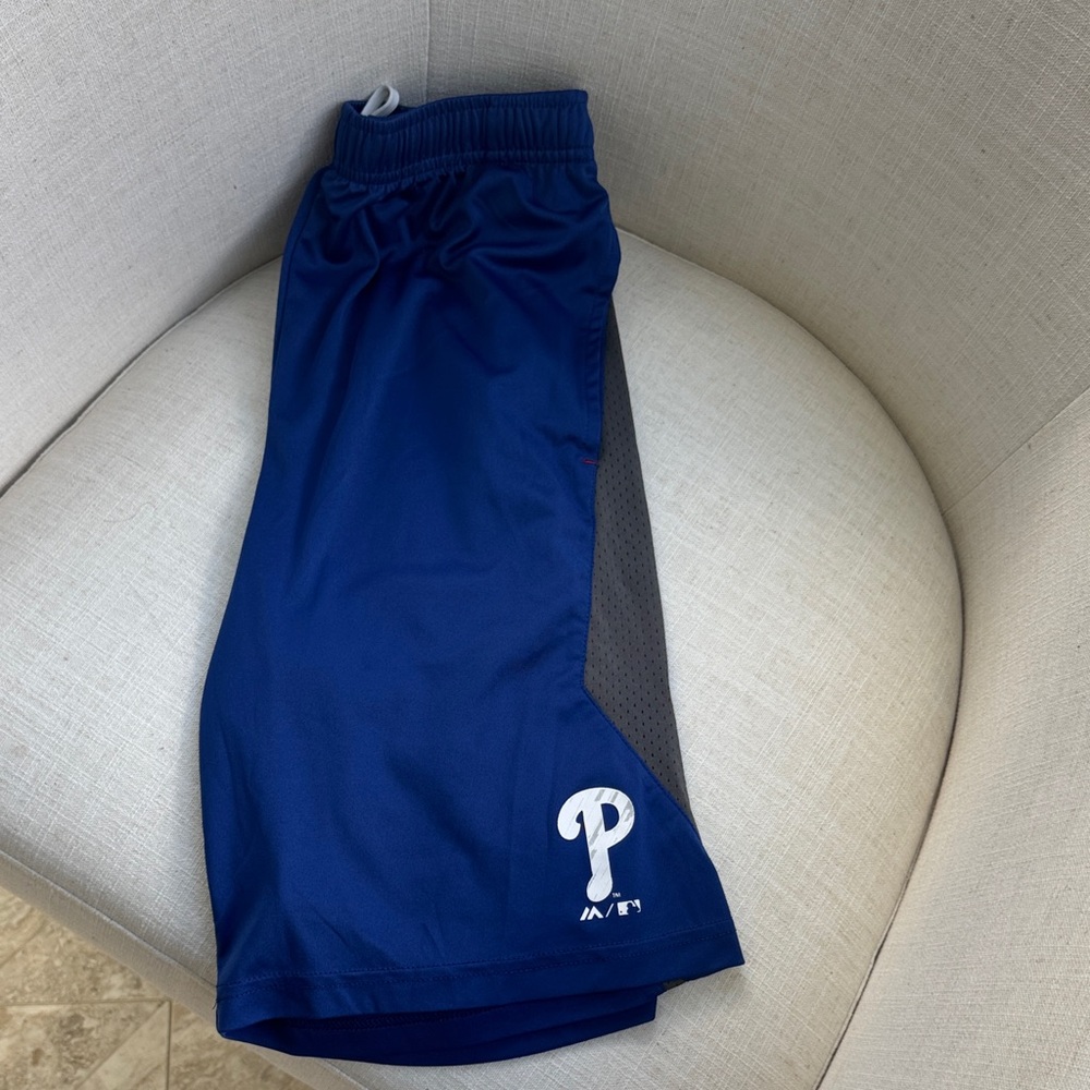 Navy Blue Athletic Shorts with Logo